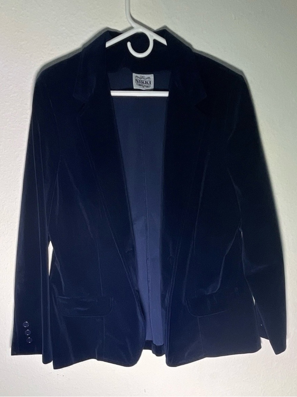 Nikki Velvet Tailored Blazer Jacket - Women's Navy